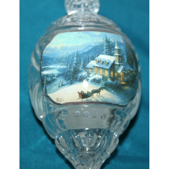 2018 Thomas Kinkade Crystal Christmas Ornament Silent Night Holiday Decor Collet - Picture 2 of 6
